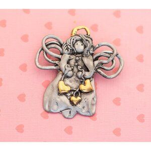 Vintage Celtic Angelic Stylish Silver Tone Brooch by Kat's Creations - X3